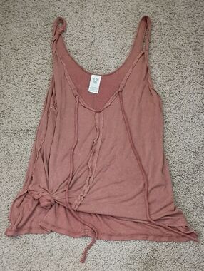 We The Free Dusty Rose Raw-Edge Side Tie Tank
